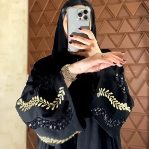 2025 New Eid Abaya Designs Flower Sequin Embroidery Kimono Abaya Dresses Women Muslim Modest Abaya Islamic Clothing