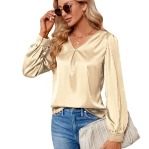 Long sleeved V-neck solid color loose shirt women's shirt 2025 autumn and winter new trend long sleeved top women's clothing