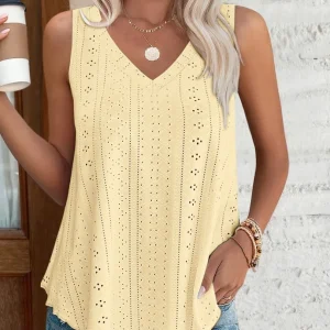 V-neck sleeveless thick belt hollow knitted vest for women's fashion casual vest, new women's clothing for summer 2025